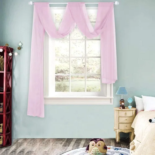 Vista 15 de HUTO Cenefa de gasa suave para ventana, color beige, para habitación de niñas, toldo de cama, 1 panel de 52 x 144 pulgadas de largo