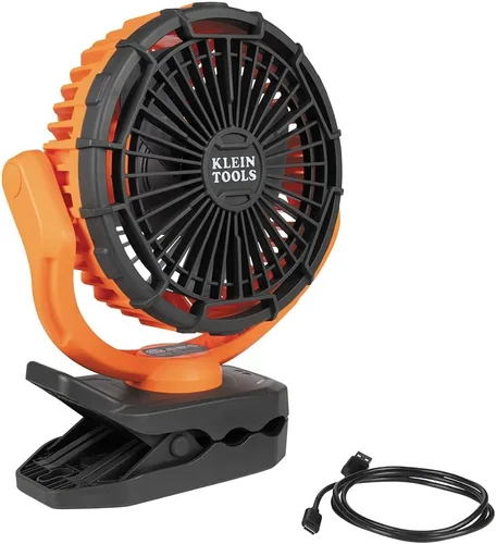 Vista 12 de Klein Tools PJSFM1 Ventilador recargable inalámbrico con cable de carga USB-C y múltiples opciones de montaje, perfecto para el lugar de trabajo