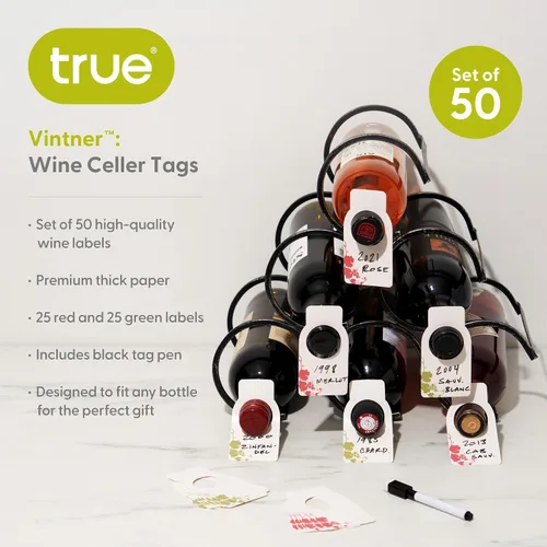 Vista 2 de True Vintner: Etiquetas de bodega, Etiquetas de cuello de botella de vino, Etiquetas de bodega, Etiquetas para botellas de vino, Juego de 50