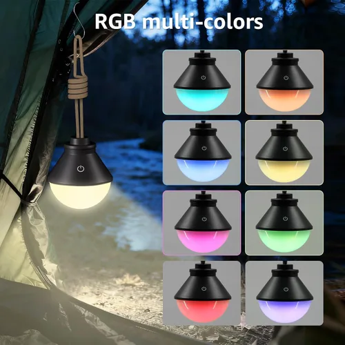 Vista 4 de Paquete de 2 faroles LED recargables de 5000 mAh con magnético, 600 lúmenes, impermeable, funciona con pilas, luz colgante para tienda, inalámbrico