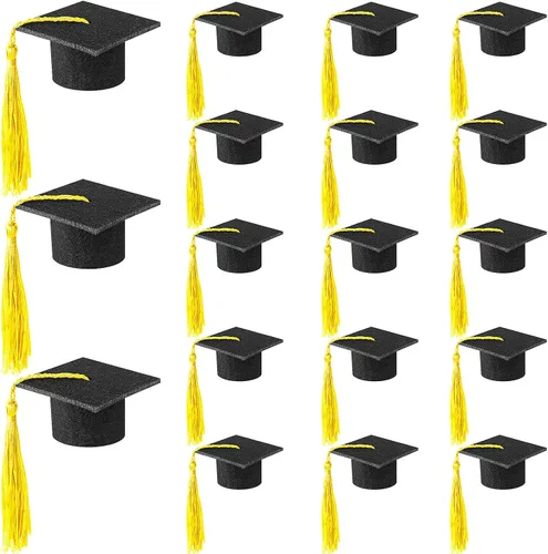 Vista 8 de 18 mini gorras de graduación 2024 con borlas para botellas de vino de graduación, licenciatura, graduación, sombrero, decoración de fiesta, adornos
