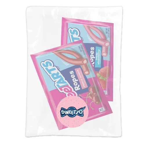 Vista 7 de Sweetzo Sweet Tarts Cuerdas suaves y masticables, caramelos con sabor a cereza y fresa picante, surtido de caramelos de gomitas, paquete de 2, 3.5