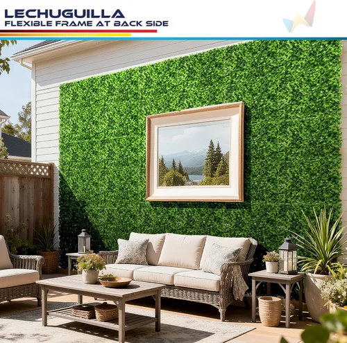 Vista 6 de Windscreen4less 1 panel artificial de boj de 20 x 20 pulgadas, decoración de pared verde hierba sintética para decoración al aire libre