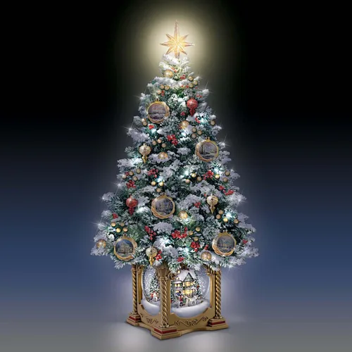 Vista 5 de The Bradford Exchange Thomas Kinkade Snow-Kissed Holiday Memories - Árbol de mesa