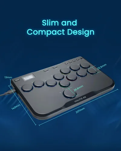 Vista 8 de JZW-Shop Haute42 Arcade Stick P12, All-Button Arcade Controller for Switch, PC, PS4, PS3, Steam Deck, Arcade Fight Stick with Turbo & Custom RGB