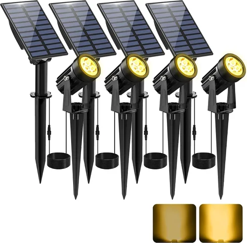 Vista 13 de Luces solares para exterior, focos de paisaje IP65 impermeables con cable de 3m, luces de pared para exterior con encendido y apagado automático