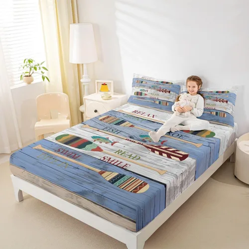 Vista 42 de Erosebridal Fishing Fitted Sheet Twin for Boys, Big Pike Fish Black Bed Sheets for Rustic Farmhouse Lake House Decor, Fishing Bedding Set Marine