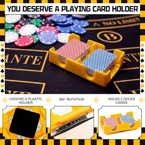 Vista 3 de Tarjetero para jugar a las cartas, giratorio 360, 2 cubiertas Amarillo