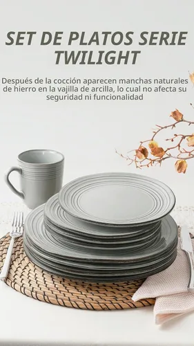 Vista 7 de famiware Platos llanos, juego de platos pequeños de 8 pulgadas para 6, platos de ensalada de cerámica moteados hechos a mano, aptos para microondas