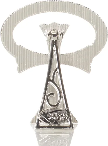 Vista 4 de Crystal Beside Cross - Figura coleccionable de metal de zinc de 3 x 2 en tono plateado