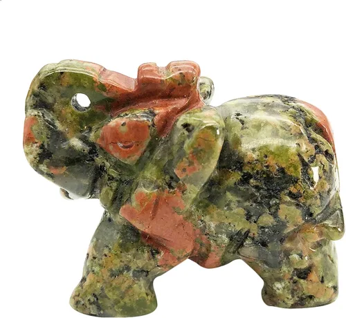 Vista 6 de Fekuar Figuras de elefante de cristal curativo talladas a mano de 1.5 pulgadas, escultura de estatua de animal de bolsillo de la suerte, decoración