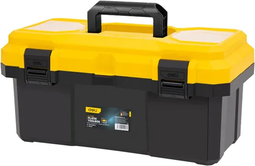 Vista 9 de DELI Caja de herramientas de 14 pulgadas con bandeja extraíble, organizador de piezas pequeñas en la tapa, caja de herramientas pequeña de plástico