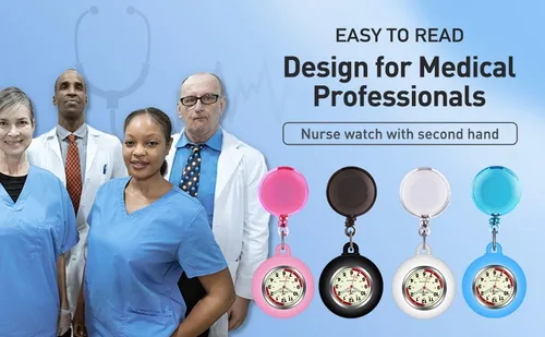 Vista 7 de SIBOSUN Watches for Women Nurse Watch Silicone Retractable Fob Clip on Watch for Women Nurses Lady Doctors Students with Second Hand Clip Medical