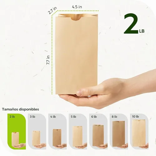 Vista 6 de Culinware Bolsas de papel kraft de 2 libras, bolsas de papel marrón duraderas para aperitivos, sándwich, pasteles, palomitas de maíz, comestibles