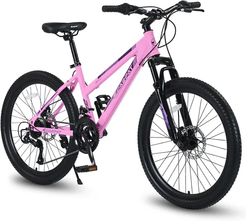 Vista 11 de Ecarpat 24/26 Inch Mountain Bike for Women Girls, 21-Speed Mountain Bicycle with Disc/V-Brakes and Front Fork Suspension, Carbon Steel Frame MTB Bike