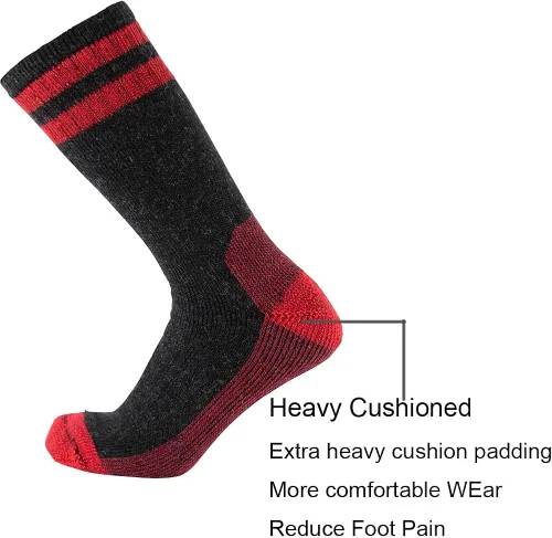 Vista 3 de CEREBRO Calcetines de lana merino para hombre calcetines acolchados a media pantorrilla que absorben la humedad calcetines de senderismo para hombre