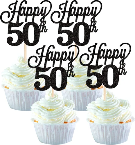 Vista 30 de Paquete de 24 adornos para cupcakes con purpurina número 15, quince cumpleaños, decoración para cumpleaños de 15 años, suministros de fiesta de Negro