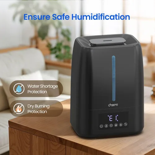 Vista 7 de Humidificador ultrasónico de 6L con llenado superior - Niebla fría y cálida para dormitorio, bebé, habitaciones grandes y plantas, control