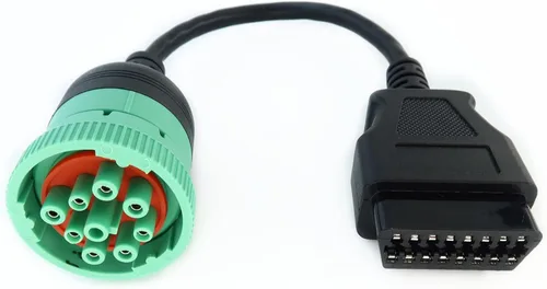 Vista 8 de Cable Adaptador OBD2 Macho a 9pin J1939 Hembra OBDII a Verde J1939