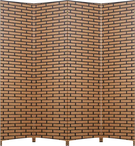 Vista 10 de PayLessHere Divisor de ambientes de malla de madera de 6 pies, tejido a mano, pantalla de división portátil plegable para interiores de 4 paneles