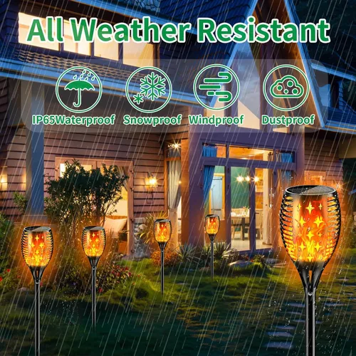 Vista 2 de YoungPower - Antorcha solar mejorada, impermeable, llamas parpadeantes, luces solares para decoración de paisaje al aire libre, iluminación