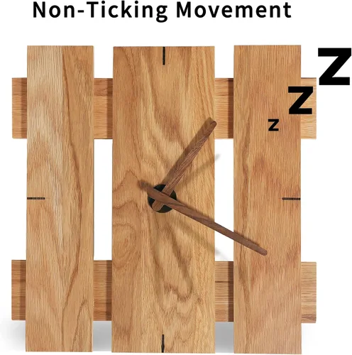Vista 5 de CONSDAN Reloj de pared de madera que funciona con pilas, decoración de pared de madera dura cultivada en Estados Unidos, reloj analógico de madera