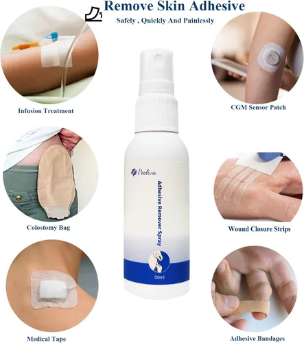 Vista 2 de Removedor de adhesivo para la piel, aerosol de barrera para ostomía para piel, removedor de adhesivo médico para suministros de ostomía, vendajes