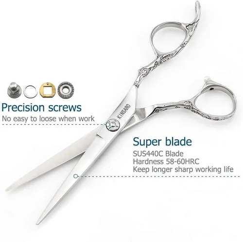 Vista 7 de Tijeras de corte de cabello de 6 pulgadas y tijeras de adelgazamiento de cabello de 5.75 pulgadas Tijeras de peluquería Tijeras de peluquería Kinsaro