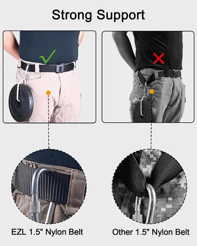 Vista 6 de EZL Men's Ratchet Tactical Belt, 1.5" Nylon Web Work Belt with Automatic Slide Buckle, Adjustable Trim to Fit