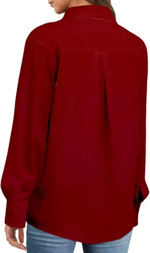 Vista 2 de Magritta Camisas de trabajo para mujer, blusas de oficina de manga larga con botones y cuello