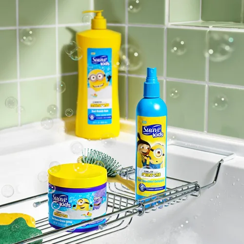 Vista 6 de Suave Kids Minions - Champú, acondicionador y gel de baño 3 en 1, para una limpieza suave y sin desgarros, 28 onzas (paquete de 4)