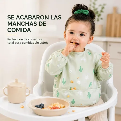 Vista 3 de ANGORA BRANDS Babero de silicona para bebés y bebés, 100% impermeable de grado alimenticio con bolsillo profundo para atrapar alimentos, ajustable