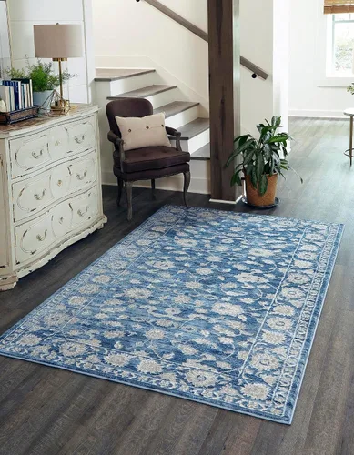 Vista 12 de Unique Loom Boston Collection - Alfombra rectangular de 2 x 3 pies y 1 pulgada, color azul y marfil