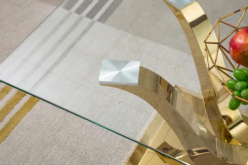 Vista 9 de Mesa de centro de cristal dorado de lujo para sala de estar con A-dorado1