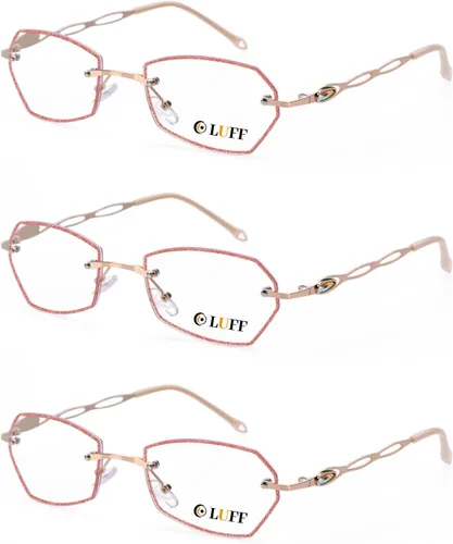Vista 15 de LUFF Rimless Reading Glasses for Women Blue Light Computer Readers Lightweight 16g Metal Frame Eye Strain Relief