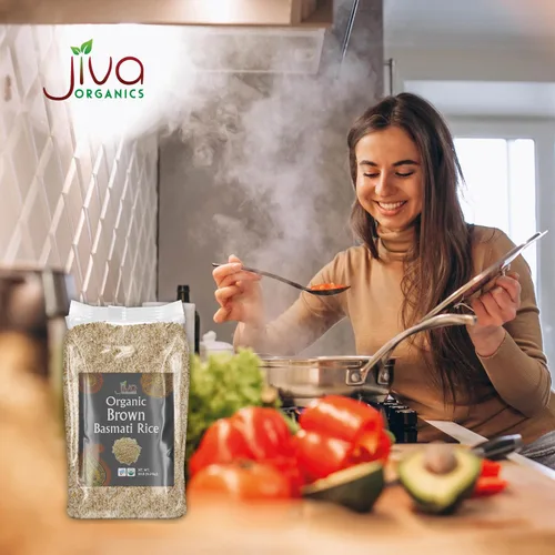 Vista 6 de Jiva - Arroz Basmati orgánico integral de 10 libras, calidad premium de la India