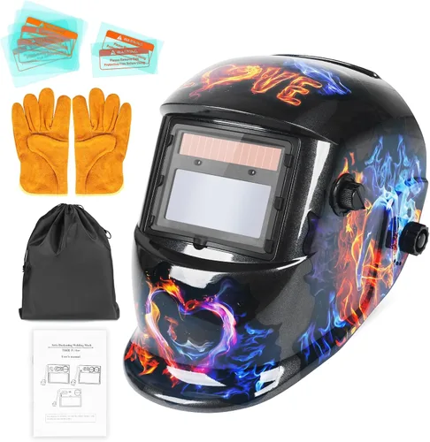 Vista 8 de Casco de Soldadura con Oscurecimiento Automático de Color Verdadero con Rango de Sombra Ajustable 4/9-13 para Máscara de Soldador TIG MIG ARC Azul