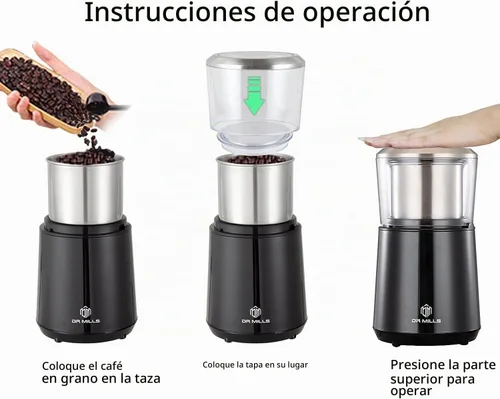 Vista 2 de DR MILLS DM-7451 Molinillo de café eléctrico, molinillo de grano de café eléctrico especias secas, tuerca, molinillo de hierbas, taza desmontable