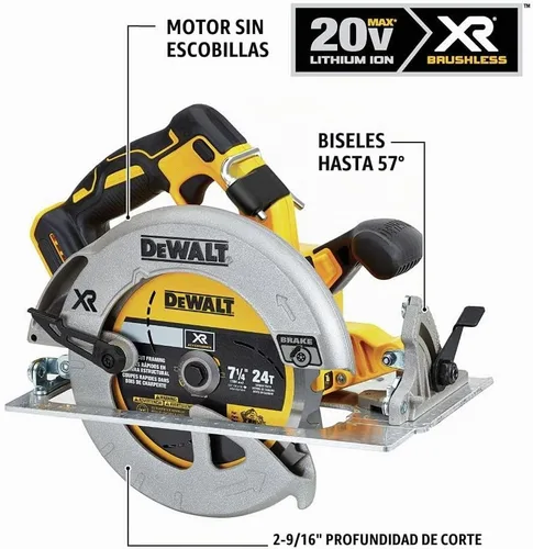 Vista 3 de DEWALT DCS570B sierra circular inalámbrica de 7-1/4 pulgadas, 20 voltios con freno, herramienta sola