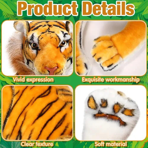 Vista 3 de Syhood Juguete gigante de peluche de tigre gigante de 27 pulgadas, adecuado para regalos de cumpleaños