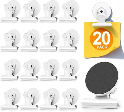 Vista 18 de 20 unidades de clips magnéticos, imanes para nevera, imanes para refrigerador, clips magnéticos negros para pizarra, imanes de clip