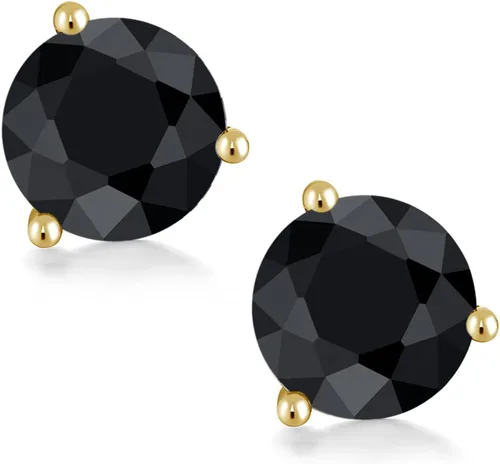 Vista 83 de Gem Stone King Aretes de oro de 14 quilates, 0.236 in, piedra natal redonda, Martini, 3 puntas, aretes de oro para mujer