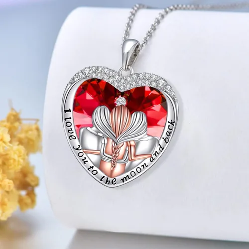 Vista 6 de Collar de plata de ley 925 para hermanas - Regalo de cumpleaños para hermanas, mamá, hija - Collar de cristal «Always My Sister Forever My Friend»