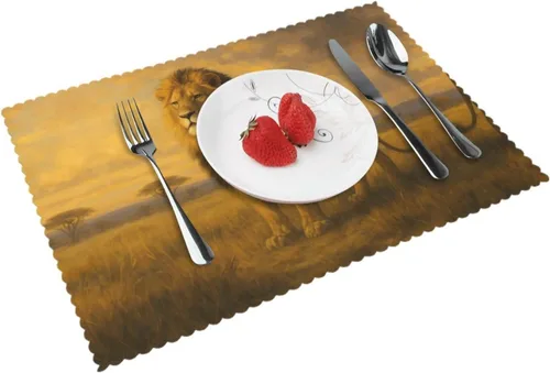 Vista 12 de Rectangular Placemats Set of 4, Heat Resistant Flower Doodles Printed Kitchen Dining Table Mats