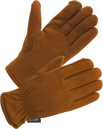 Vista 9 de SKYDEER 3M Thinsulate Thermal Winter Work Gloves with Windproof Premium Genuine Deerskin Suede Leather (Unisex SD8671T)
