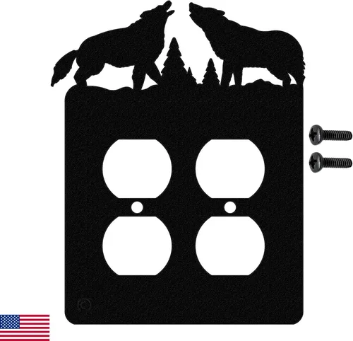 Vista 10 de Howling Wolves - Placa de pared para interruptor de luz de palanca (palanca simple, negro) - Fabricado en Estados Unidos