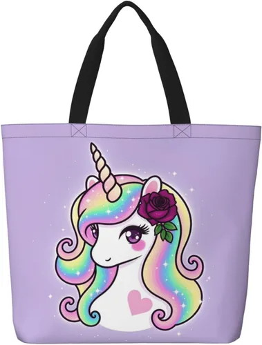 Vista 10 de Famame Canvas Tote Bag Large Women Casual Shoulder Bag Handbag Reusable Multipurpose Shopping Grocery Bag