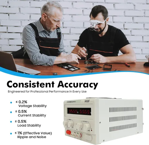 Vista 3 de Fuente de alimentación de CC variable 0-30V 0-20A, fuente de alimentación de banco de CC regulada de conmutación ajustable, protección múltiple de 4
