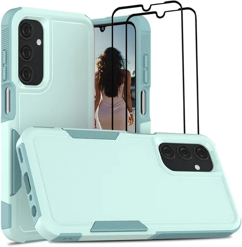 Vista 62 de Jeylly Compatible con Samsung Galaxy A22 5G Funda, Funda Samsung A22 5G con 2pcs protectores de pantalla de vidrio templado