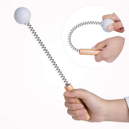 Vista 5 de Paquete de 1 martillo masajeador de pelota de golf con mango de madera de resorte, masaje de mano para aliviar el dolor, cuello y espalda Azul